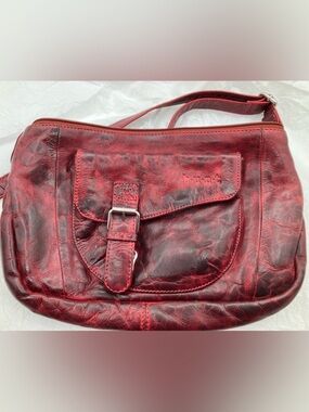 HUNT Distressed Red and black Leather Crossbody Bag